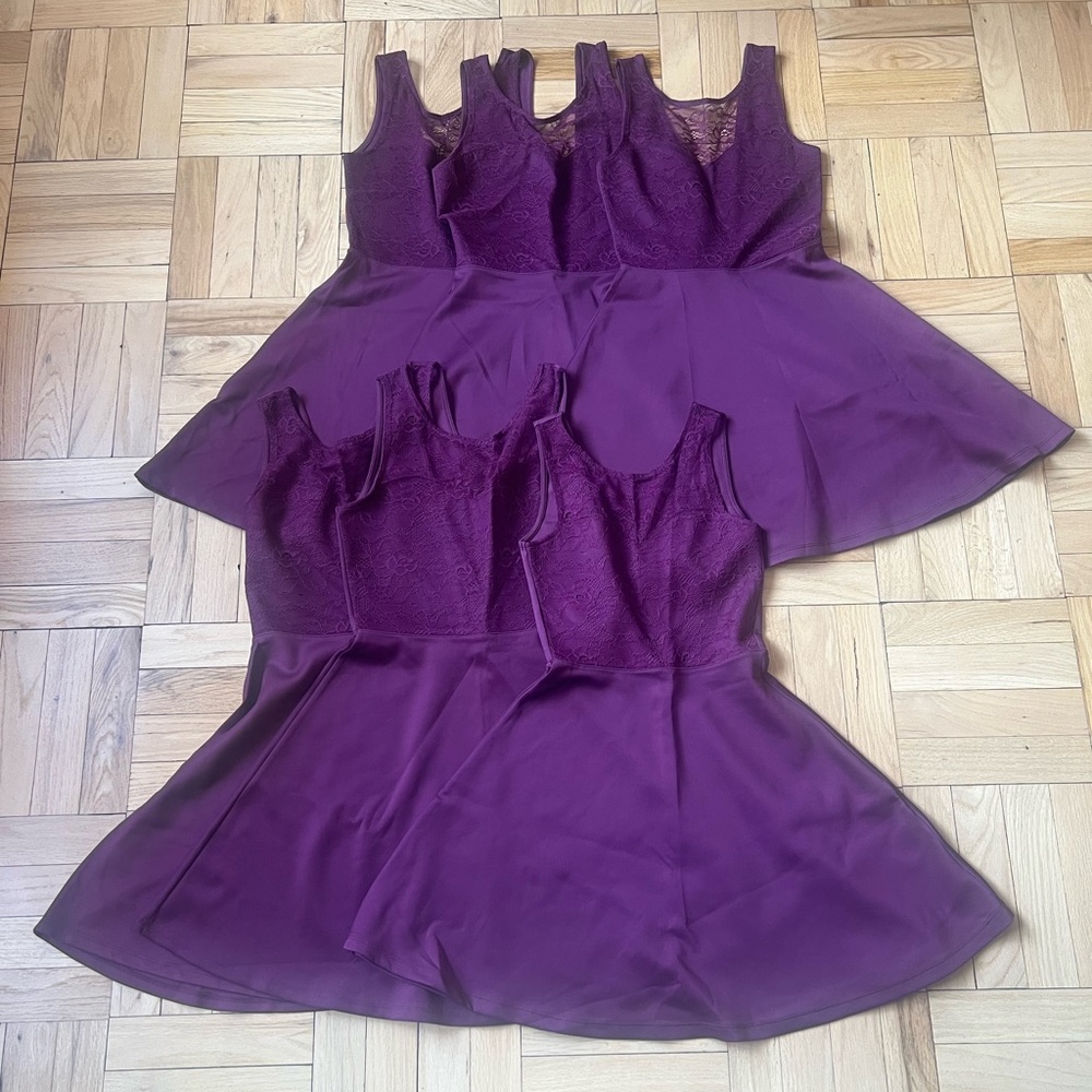 Lot of 6 H&M Purple Lace Skater Dresses. Great dance costume. Various sizes.